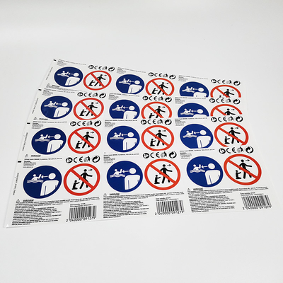 สติ๊กเกอร์ฉลากเตือนเคลือบเงา PVC CMYK กาวกันน้ำ กระดาษ Vinyl