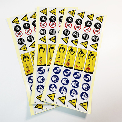 สติ๊กเกอร์ฉลากเตือนเคลือบเงา PVC CMYK กาวกันน้ำ กระดาษ Vinyl