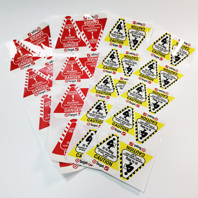 สติ๊กเกอร์ฉลากเตือนเคลือบเงา PVC CMYK กาวกันน้ำ กระดาษ Vinyl