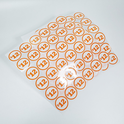 ฉลากขายปลีกแบบกำหนดเองเคลือบเงา BOPP แท็กราคาฟิล์มกาว CMYK Circle Sticker Labels