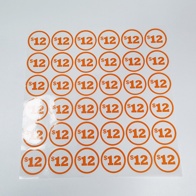 ฉลากขายปลีกแบบกำหนดเองเคลือบเงา BOPP แท็กราคาฟิล์มกาว CMYK Circle Sticker Labels
