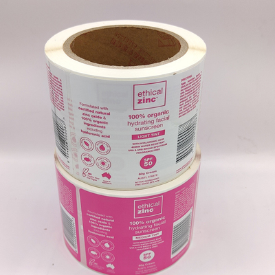 ฉลากเครื่องสำอางกันน้ำเคลือบเงาเคลือบ CMYK แต่งหน้า White Label