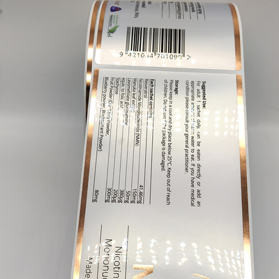 ฉลากผลิตภัณฑ์เครื่องสำอาง Glassine CMYK กระดาษสติกเกอร์เงาสำหรับพิมพ์