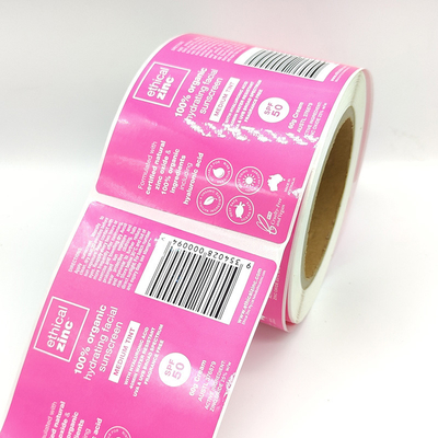 ฉลากเครื่องสำอางกันน้ำเคลือบเงาเคลือบ CMYK แต่งหน้า White Label