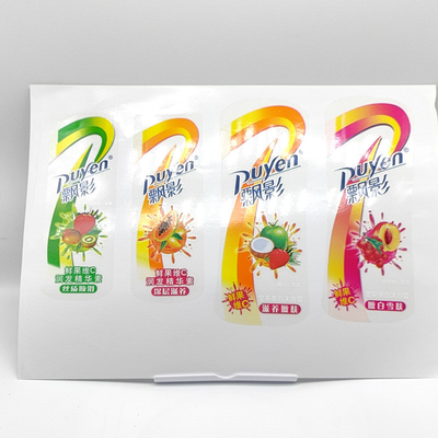 ออกแบบสติกเกอร์เครื่องสำอาง CMYK สี่เหลี่ยมผืนผ้า PVC Pantone Cosmetics White Label