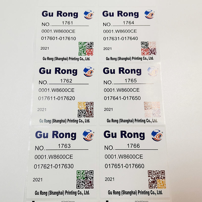 การพิมพ์ฉลากข้อมูลตัวแปรฟิล์ม BOPP ฉลากรหัส Qr สี่เหลี่ยมวงรี